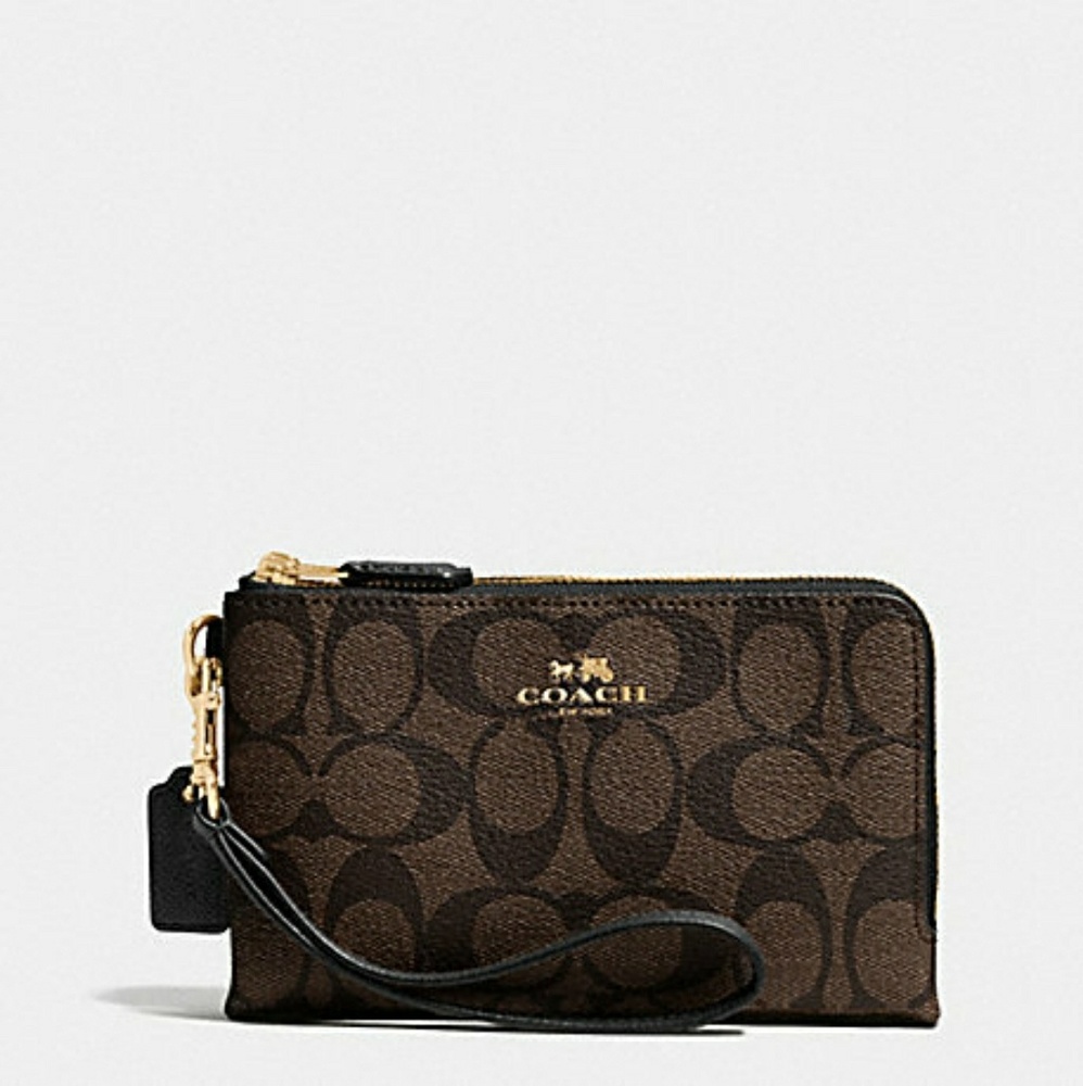 NWT COACH DOUBLE CORNER ZIP WRISTLET